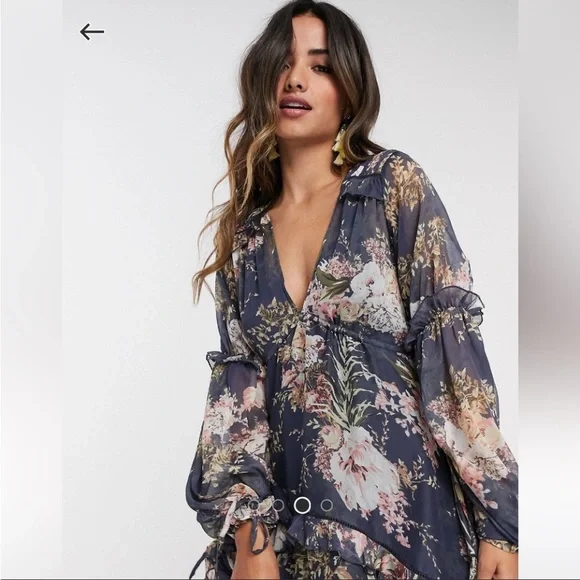 asos floral midi dress Rent Asos Edition Sequin Wrap Midi Dress In Floral Print